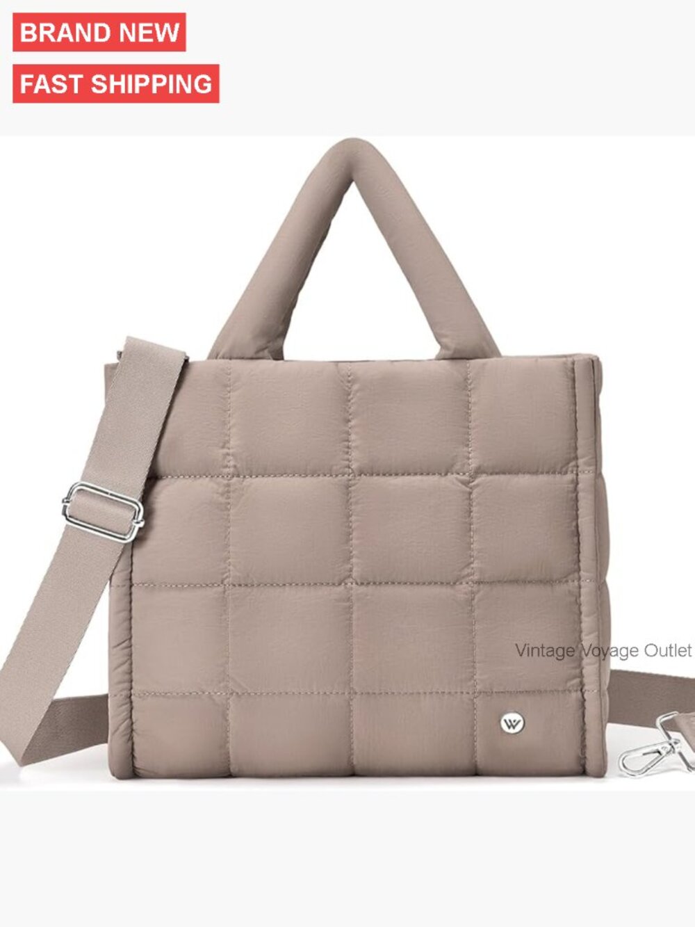 Puffer Crossbody Tote Bag Nylon Weekender Overnight Shoulder Handbag